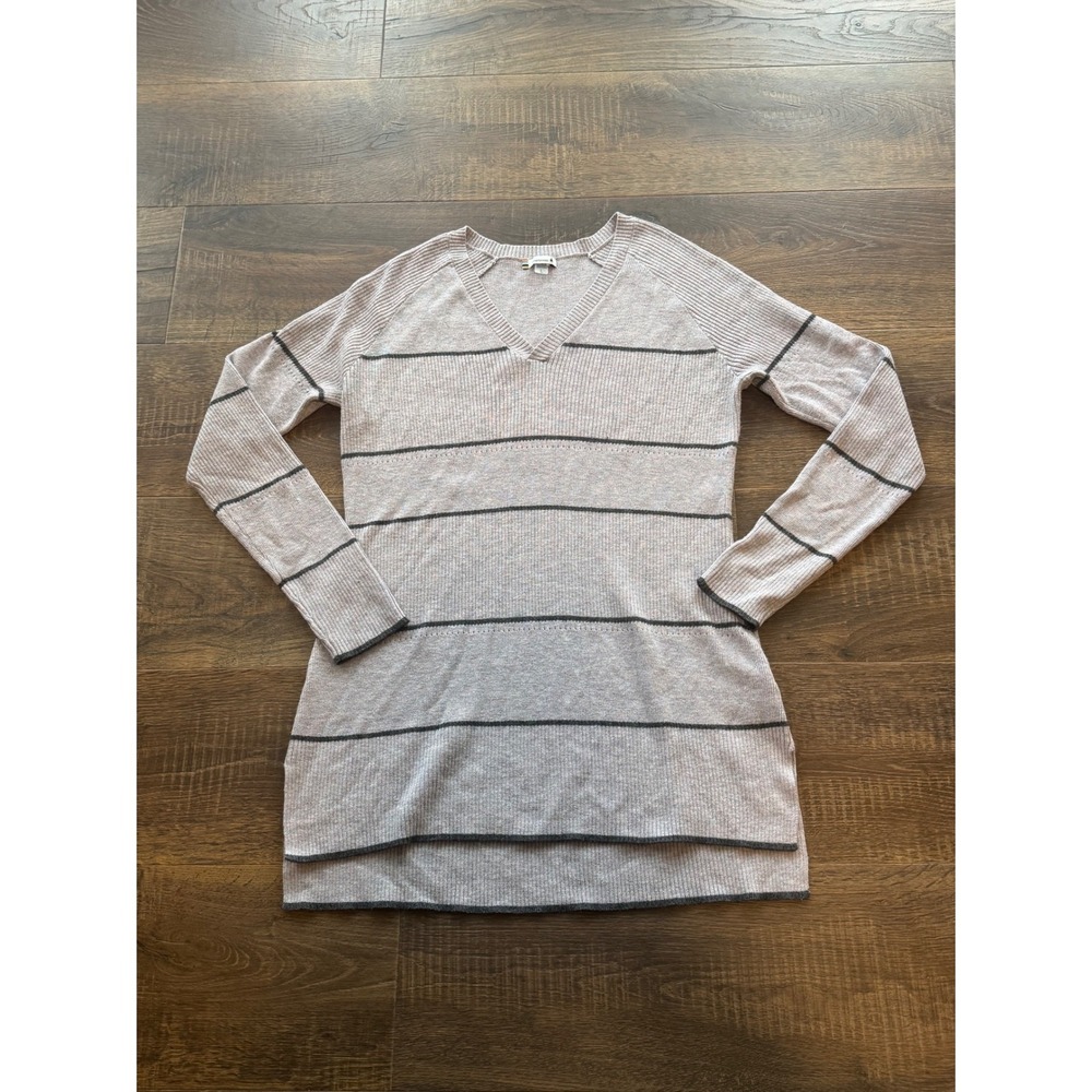 Smartwool Striped V Neck Sweater Tunic Long Sleeve Knit Women's Size L